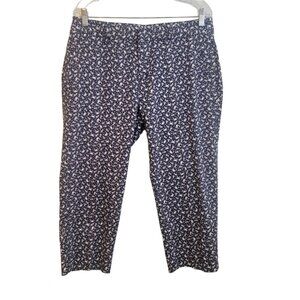 Dockers Crop Capri Pants Blue Sea Life Nautical Stretch Blue White Womens Sz 12